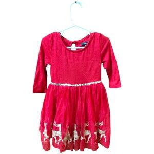 Zunie Red Reindeer Dress 3t